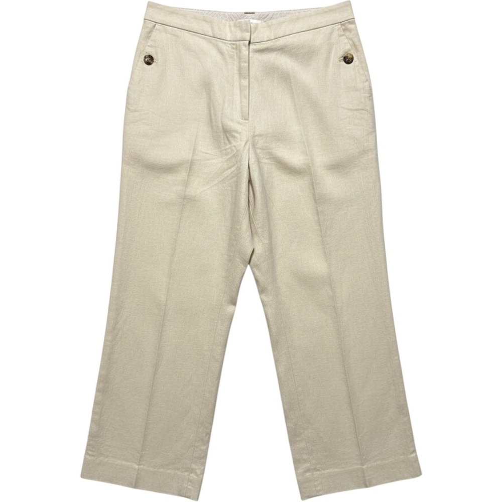 J. Crew Wide Leg Linen High Rise Cropped Sailor Pants 16 Cream Coastal Lagom